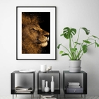 Quadro Leão Ouro - 60x48cm Moldura:madeira Preta