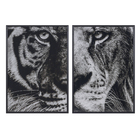 Quadro Leão Preto com Vidro 100x70cm Arte Própria