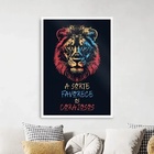 Quadro Leão Sorte Favorece Corajosos 45x34cm - Com Vidro Mold