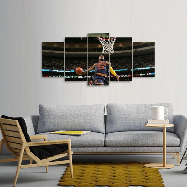 Quadro Lebron James Decorativo Mosaico 5 Peças Basquete