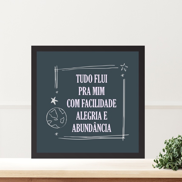 Quadro Lei Atração Afirmação Diária- 33x33cm - Com Vidro Mold