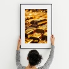 Quadro Lei Atração Barras Ouro - 60x48cm Moldura Branca