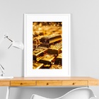 Quadro Lei Atração Barras Ouro - 60x48cm Moldura Preta