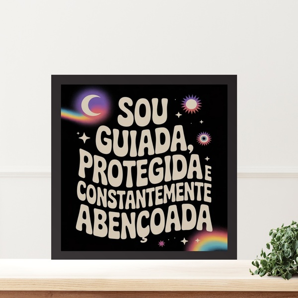 Quadro Lei Atração Guiada E Abençoada - 33x33cm - Com Vidro