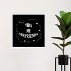 Quadro Lei Atração Vida Me Surpreenda - 33x33cm Moldura Preta