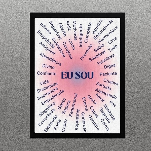 Quadro Lei Da Atração - Afirmações Eu Sou 33x24cm - Com Vidro