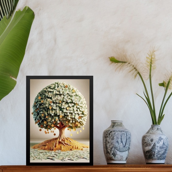Quadro Lei Da Atração - Árvore Da Prosperidade 33x24cm Moldur