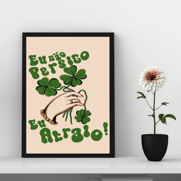 Quadro Lei Da Atração - Eu Atraio Sorte 33x24cm Moldura Preta