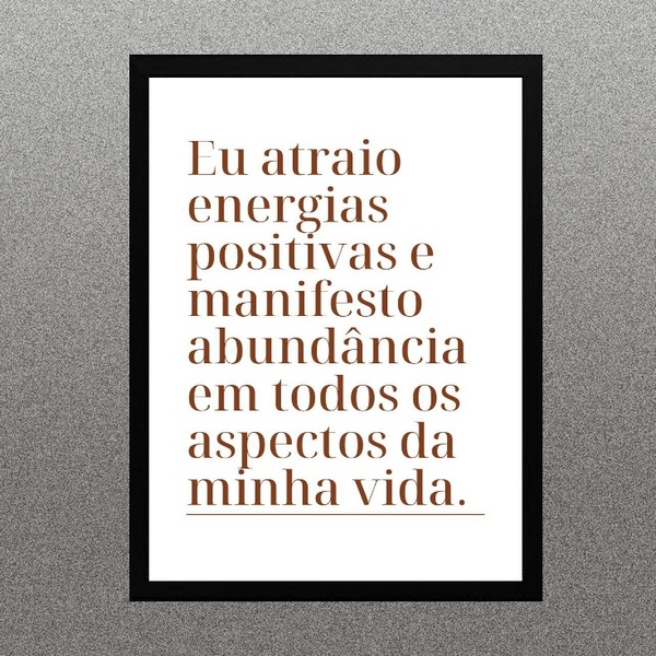 Quadro Lei Da Atração - Manifestação Abundância 24x18cm - Com