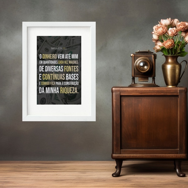 Quadro Lei Da Atração Napoleon Hill - 60x48cm Moldura Preta