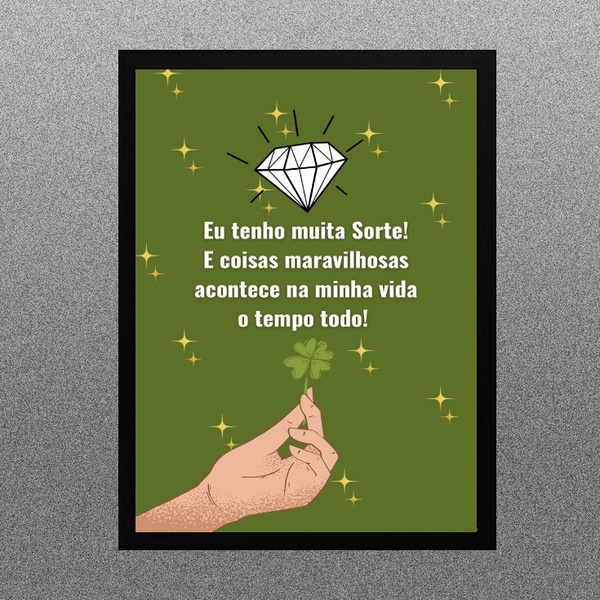 Quadro Lei Da Atração - Sorte 24x18cm - Com Vidro Moldura:mad