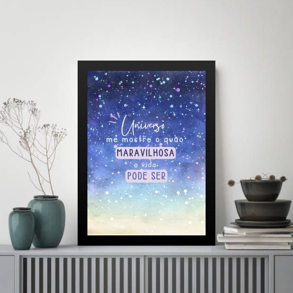 Quadro Lei Da Atração - Vida Maravilhosa 33x24cm - Com Vidro