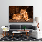 Quadro Leoa E Filhote -- Br Artes