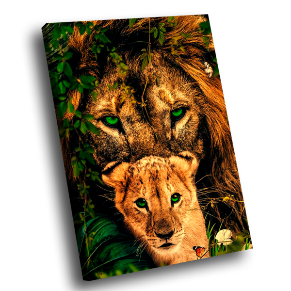 Quadro Leões Da Selva Colorido -- Br Artes Grande 118x78