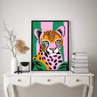 Quadro Leopardo Colorido - Fashion 24x18cm - Com Vidro Moldur