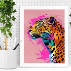 Quadro Leopardo Fashion Colors 45x34cm - Com Vidro Moldura Br