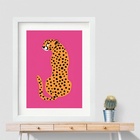 Quadro Leopardo Rosa - 60x48cm Moldura:madeira Branca