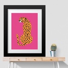 Quadro Leopardo Rosa - 60x48cm Moldura:madeira Branca