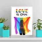 Quadro Lésbica Bandeira Love Is Love 24x18cm - Com Vidro Mold
