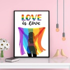 Quadro Lésbica Bandeira Love Is Love 45x34cm Moldura:madeira