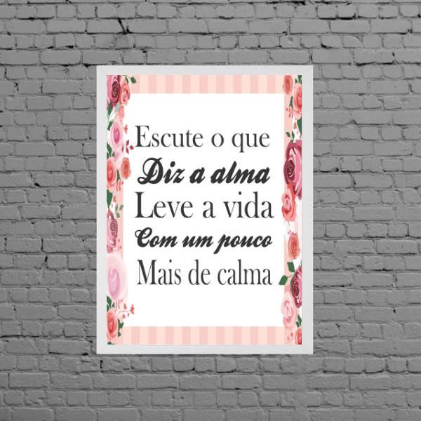 Quadro Leve A Vida Com Mais Calma 45x34cm - Com Vidro Moldura