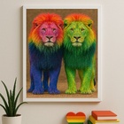 Quadro Lgbt Fotografia Casal De Leões Gay 45x34cm - Com Vidro