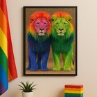 Quadro Lgbt Fotografia Casal De Leões Gay 45x34cm - Com Vidro