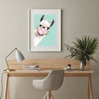 Quadro Lhama Bola Chiclete - 60x48cm Moldura:madeira Preta