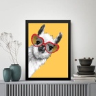 Quadro Lhama De Óculos - Coração 45x34cm - Com Vidro Moldura