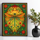 Quadro Libélula Boho Floral Farm 33x24cm - Com Vidro Moldura