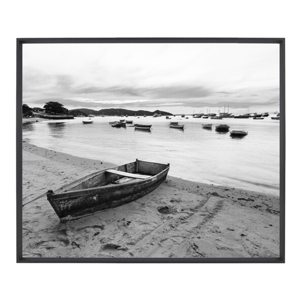 Quadro Decorativo Litoral Barco Multicolorido com Vidro 100x120cm Arte Própria