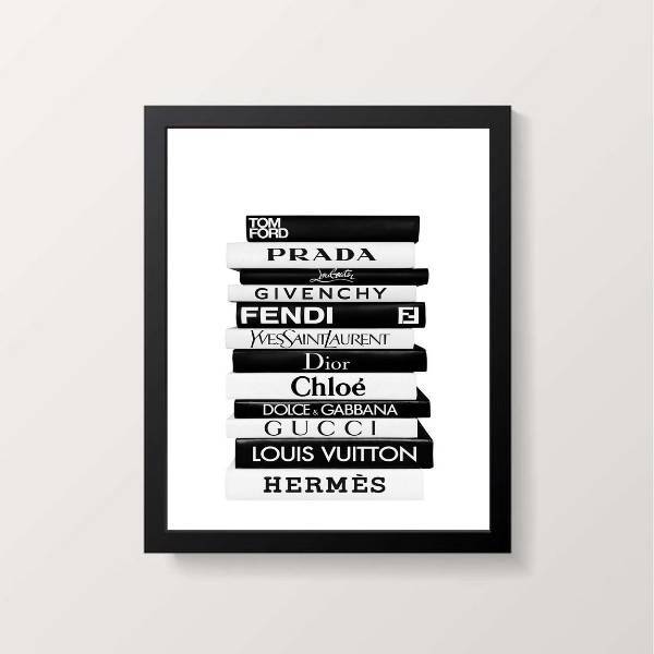 Quadro Livros Da Moda Fashion 45x34cm - Com Vidro Moldura:mad