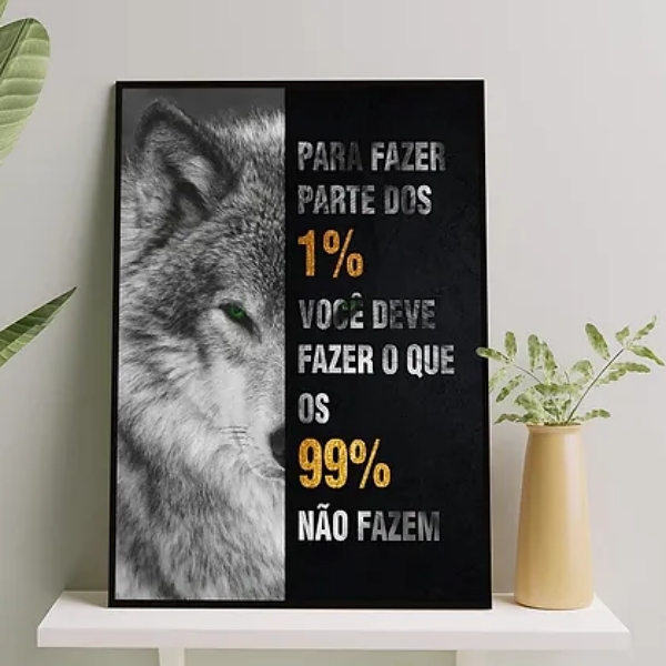 Quadro Lobo Empreendedorismo 45x34cm Moldura:madeira Preta
