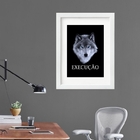 Quadro Lobo Execução - 60x48cm Moldura:madeira Branca