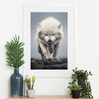 Quadro Lobo Feroz - 60x48cm Moldura Branca