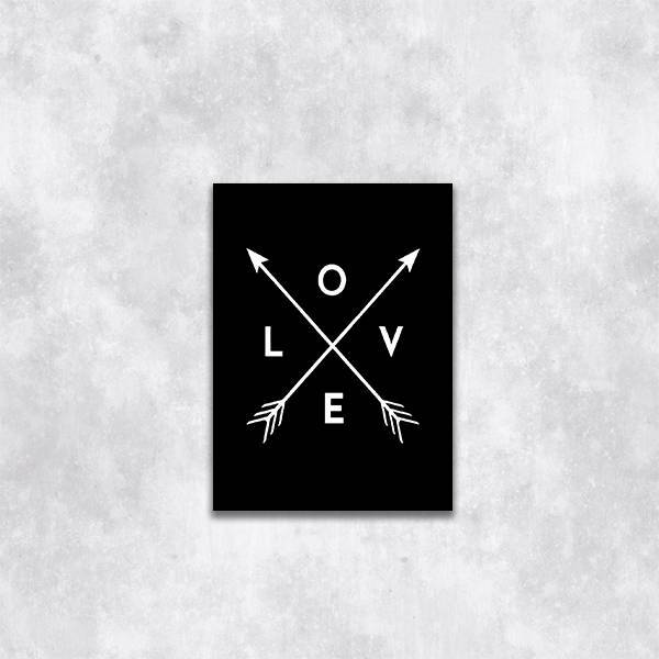 Quadro Love Com Flechas 24x18cm - Com Vidro Moldura:madeira P