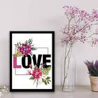 Quadro Love Floral 24x18cm - Com Vidro Moldura:madeira Preta