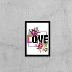 Quadro Love Floral 45x34cm - Com Vidro Moldura:madeira Preta