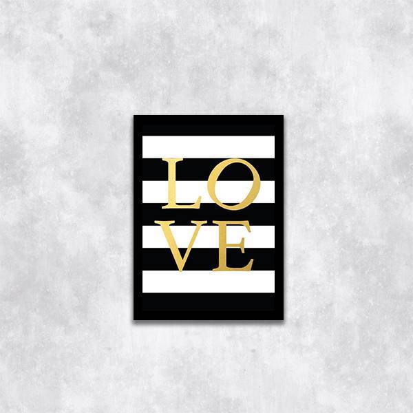 Quadro Love - Fundo Listrado 45x34cm - Com Vidro Moldura:made