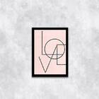 Quadro Love - Fundo Rosê 33x24cm - Com Vidro Moldura:madeira