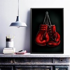 Quadro Luva De Boxe Vermelha 24x18cm Moldura:madeira Branca