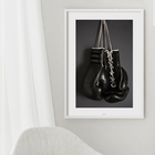 Quadro Luvas De Boxe Preta - 60x48cm Moldura:madeira Branca
