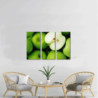 Quadro Maçã Verde Decorativo Kit 3 Peças