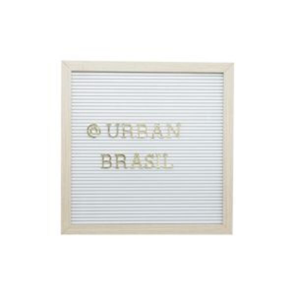 Quadro Madeira/plastico Alfabeto Branco Letras Douradas 30.5x