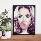 Quadro Madonna Bubble Gum 24x18cm Moldura:madeira Branca