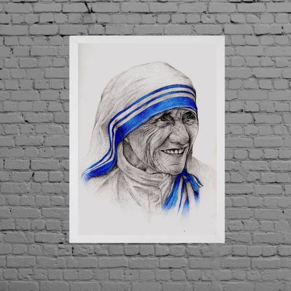 Quadro Madre Teresa De Calcutá 24x18cm - Com Vidro Moldura:ma