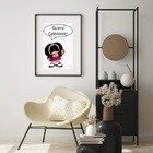 Quadro Mafalda Café  - 60x48cm Moldura Branca