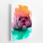 Quadro Maltês Cachorro Tinta Aquarela Canvas 20x30cm