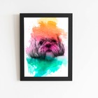 Quadro Maltês Cachorro Tinta Aquarela Moldura 20x30cm