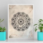 Quadro Mandala Ho'oponopono - Bege 45x34cm Moldura Preta